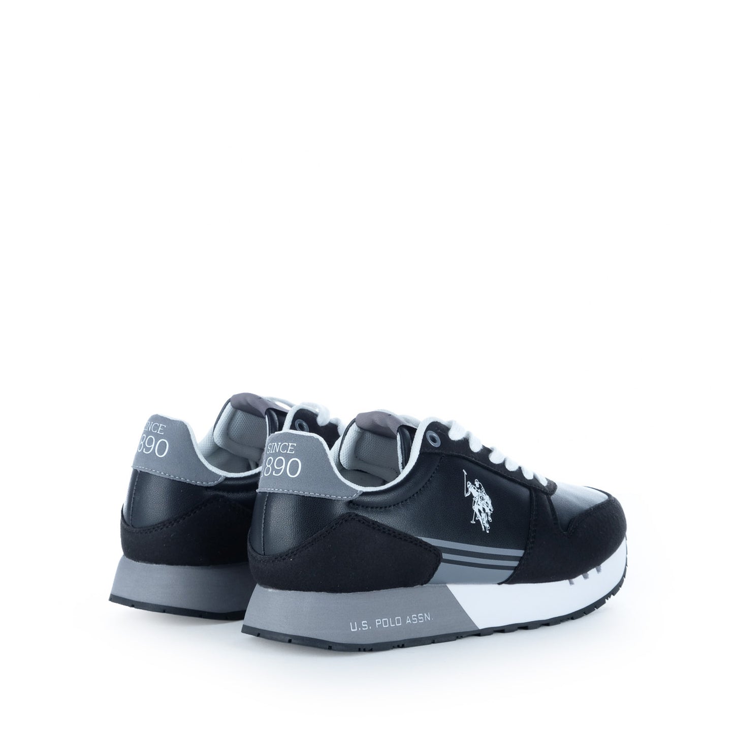 Ténis Homem U.S. Polo Assn. Pretos com Logótipo Contrastante e Atacadores Brancos
