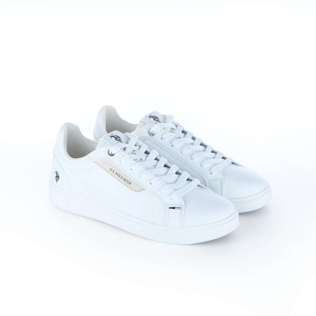 Ténis Homem U.S. Polo Assn. Brancos com Detalhe Lateral