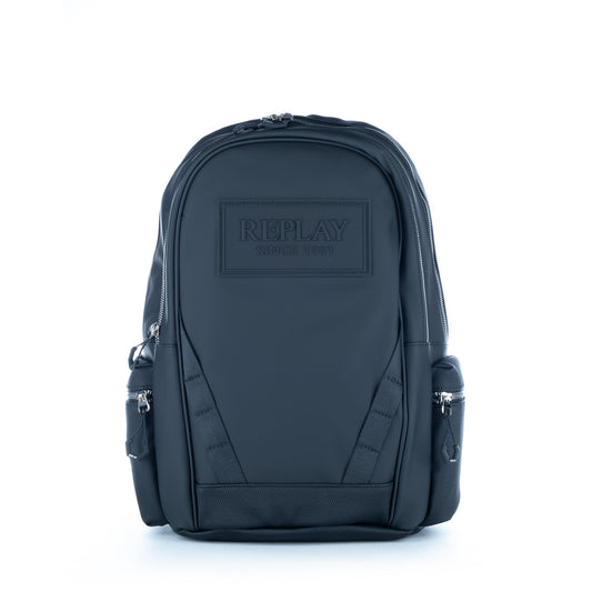 Mochila Homem Replay Preta com Logótipo em Relevo e Fechos Metálicos