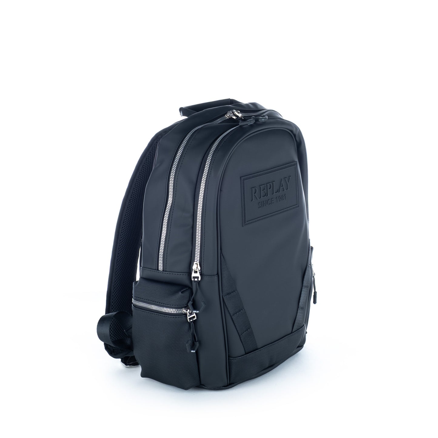 Mochila Homem Replay Preta com Logótipo em Relevo e Fechos Metálicos