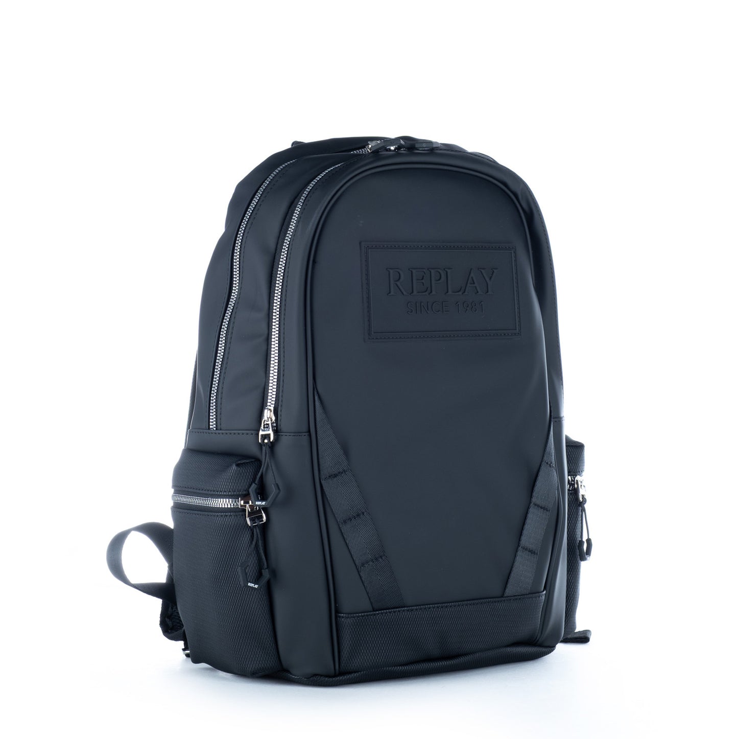 Mochila Homem Replay Preta com Logótipo em Relevo e Fechos Metálicos