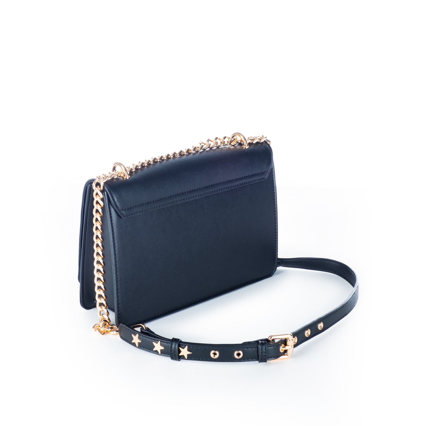 Bolsa Clutch Replay Azul com Logo Metálico e Fecho de Clique