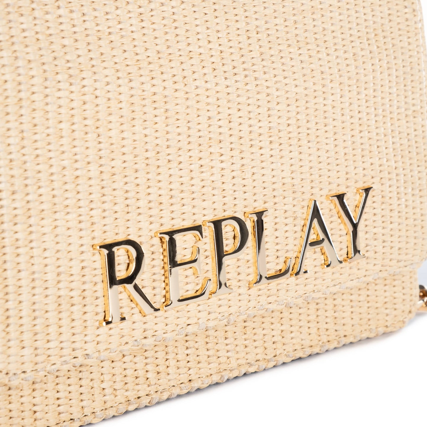 Bolsa Tiracolo Feminina Replay Bege com Detalhes Dourados