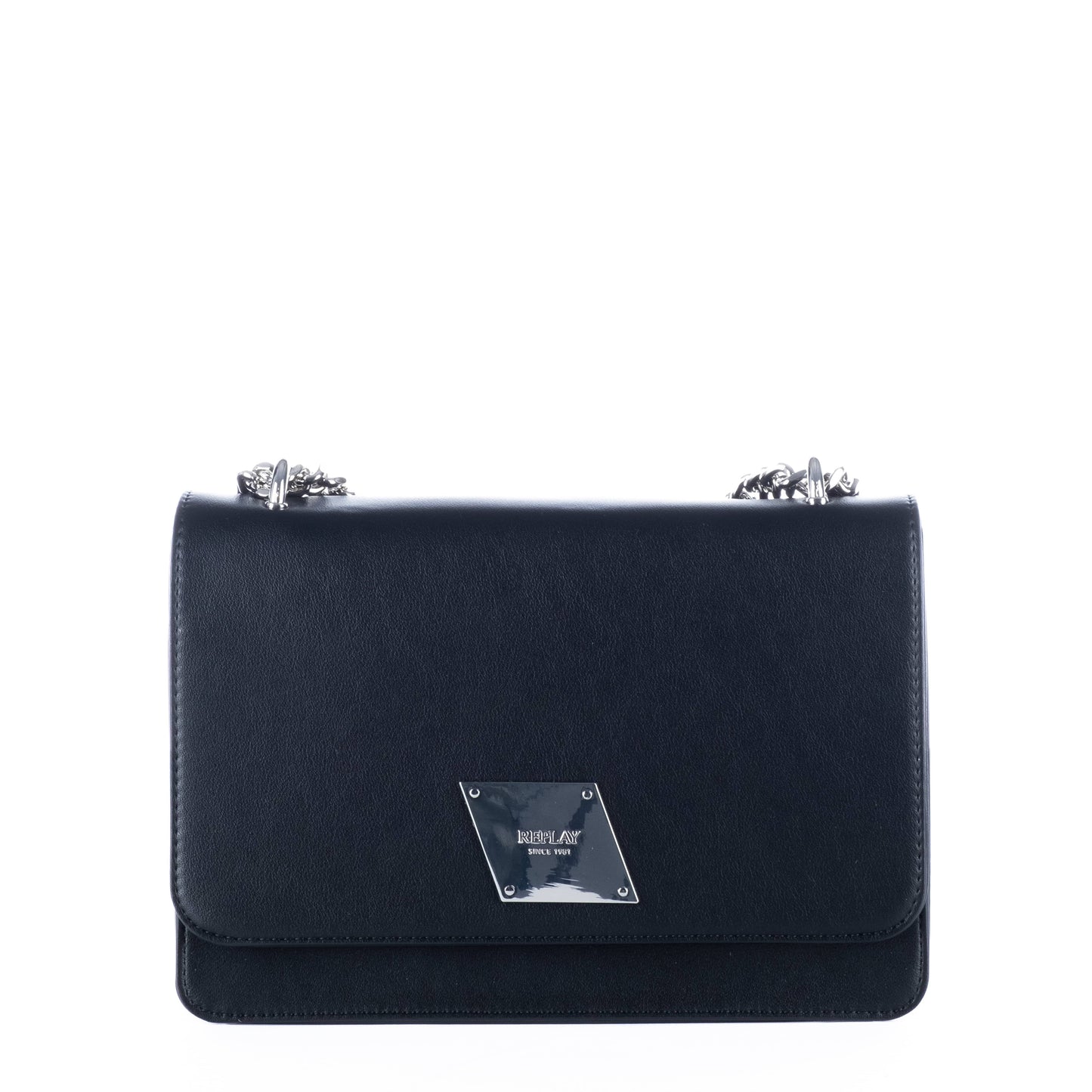Bolsa Tiracolo Feminina Replay Preta com Detalhes Metálicos
