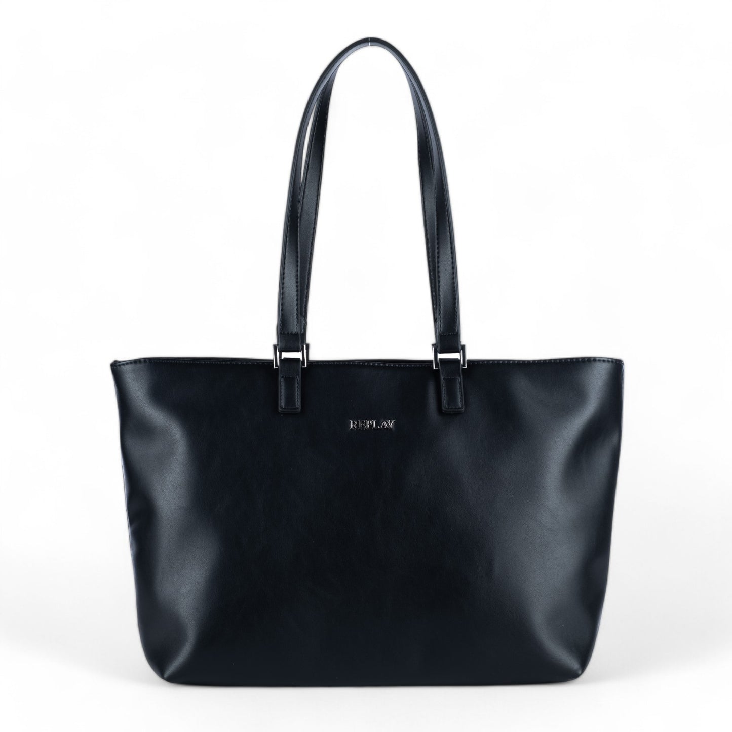 Bolsa Tote Replay em Preto com Alças Duplas e Design Minimalista