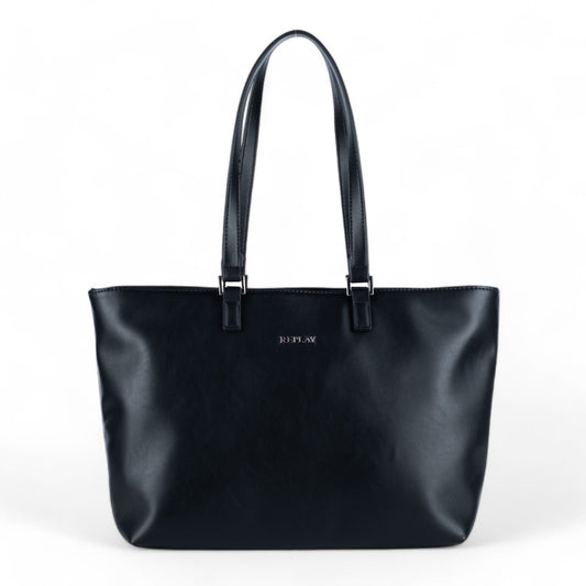 Bolsa Tote Replay em Preto com Alças Duplas e Design Minimalista