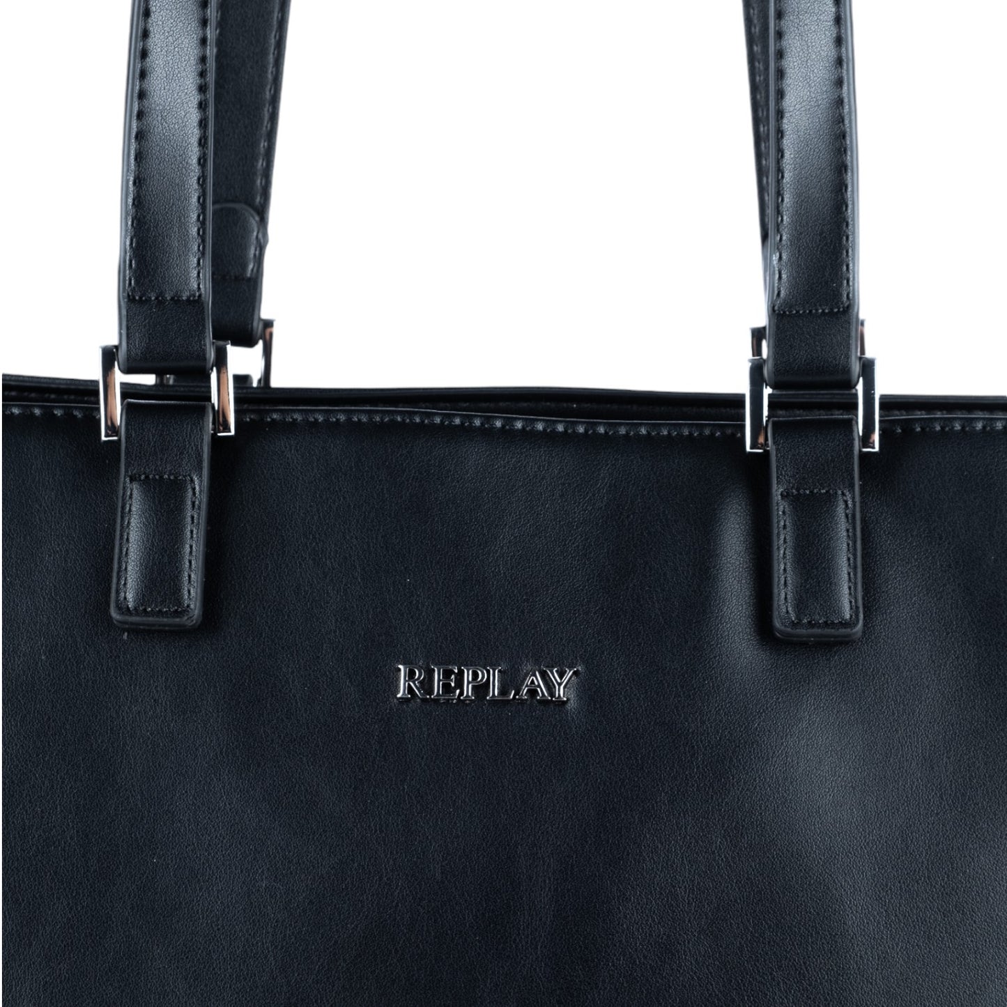 Bolsa Tote Replay em Preto com Alças Duplas e Design Minimalista