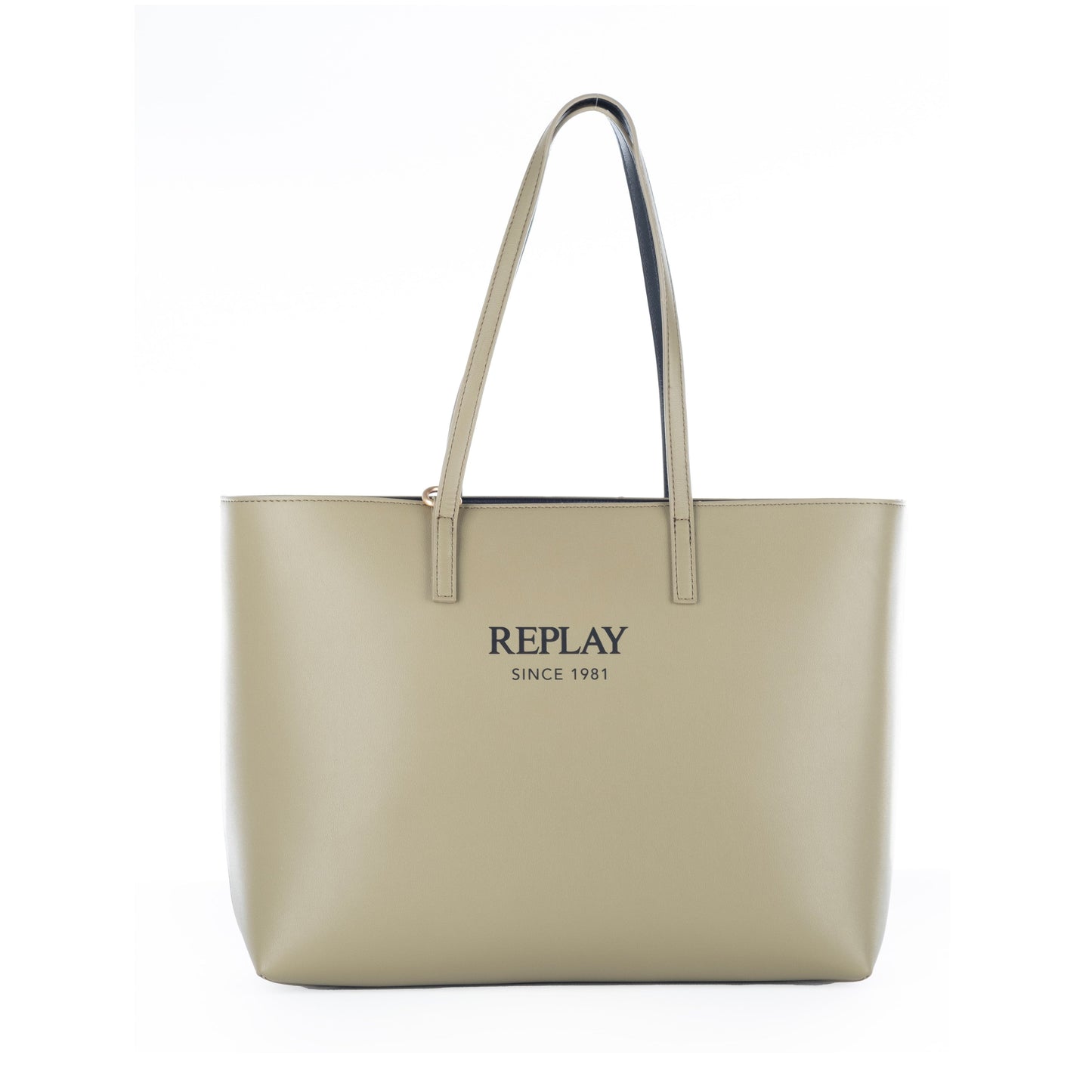 Bolsa Tote Feminina Replay Bege com Alças e Logo
