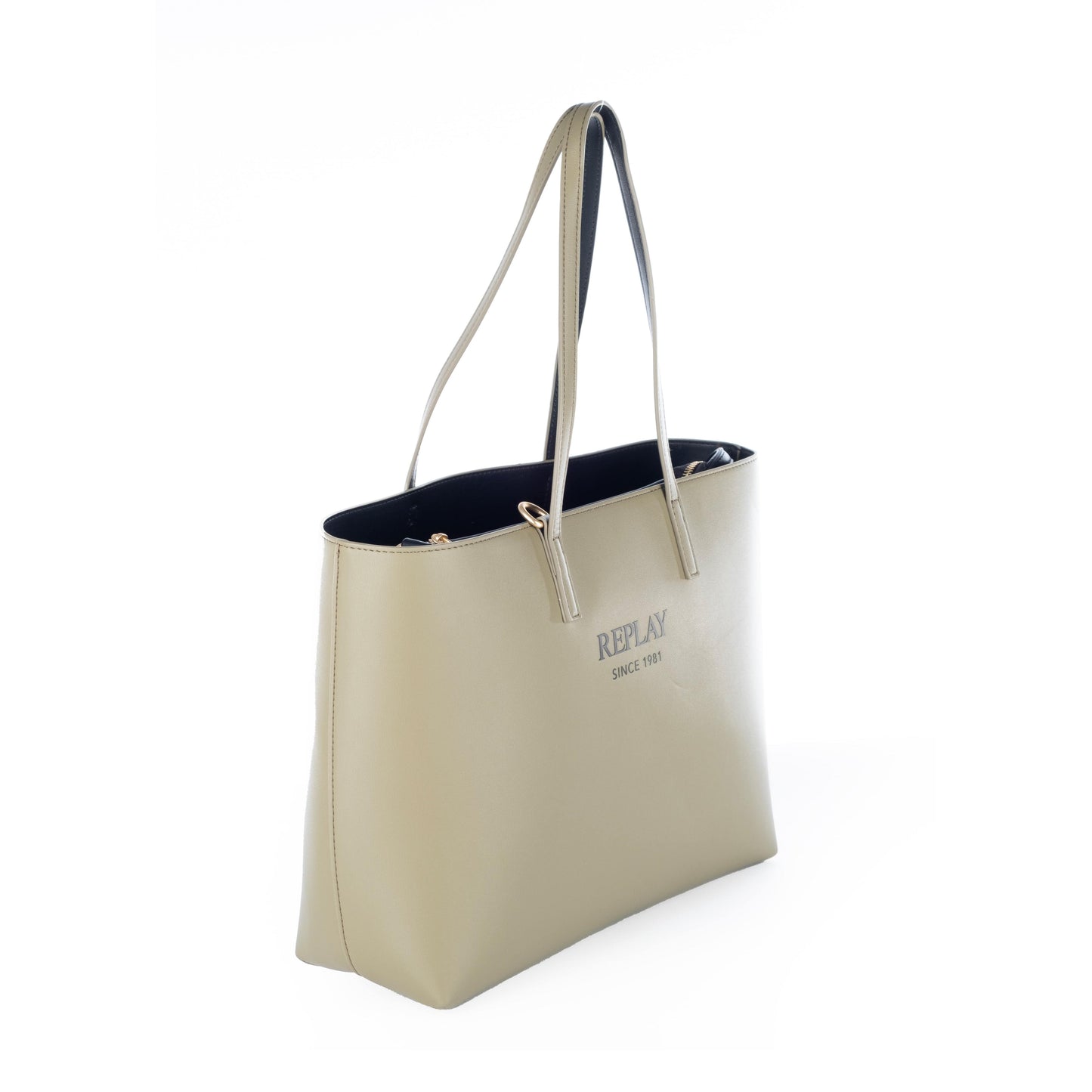 Bolsa Tote Feminina Replay Bege com Alças e Logo