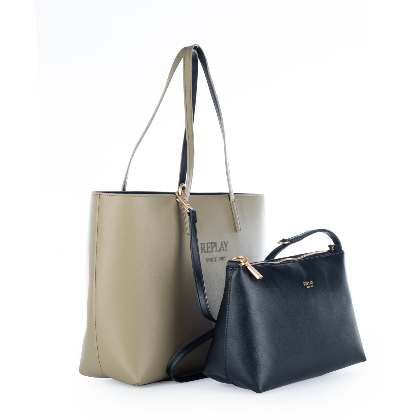 Bolsa Tote Feminina Replay Bege com Alças e Logo