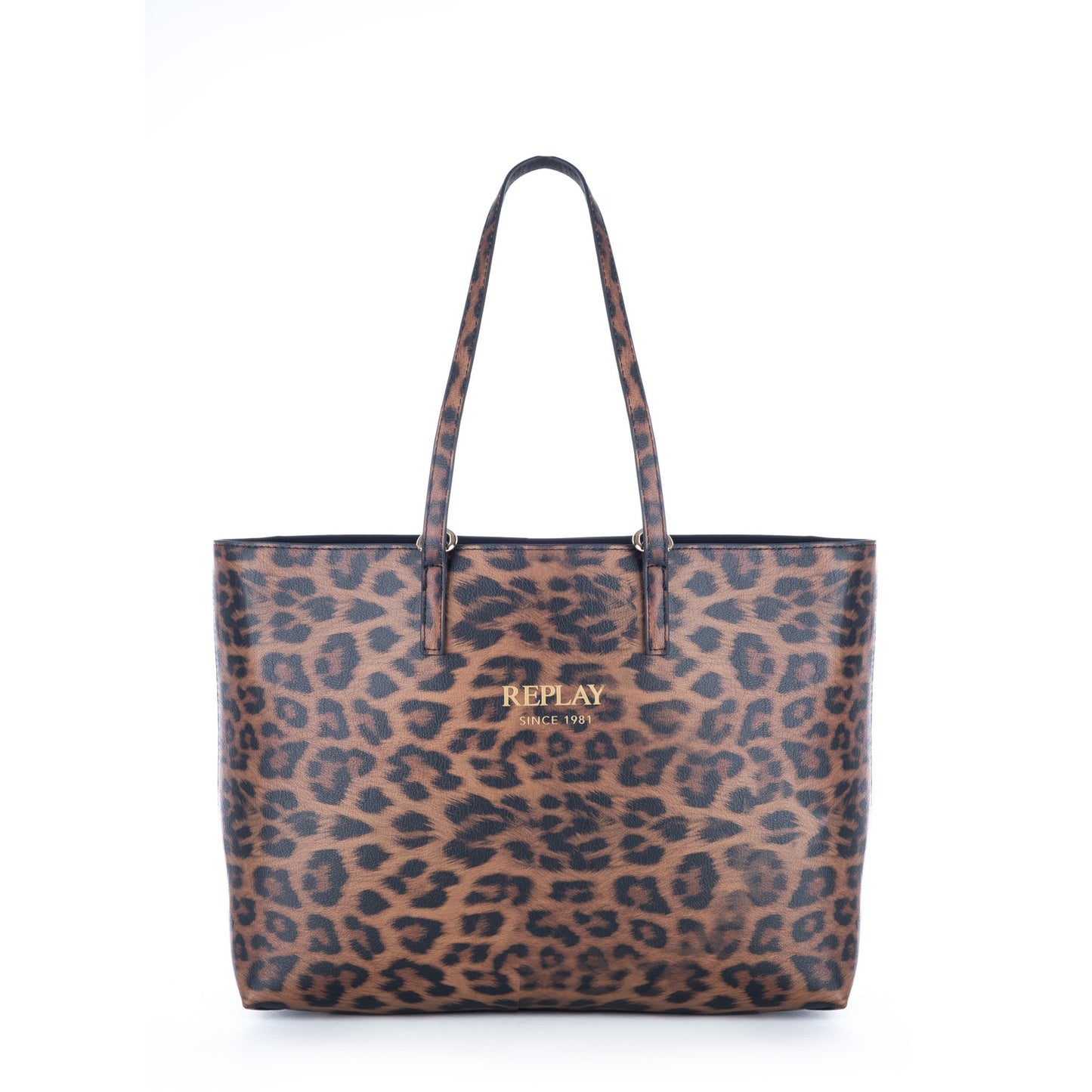 Bolsa Tote Replay Castanha com Padrão Animal Print e Bolsa Removível