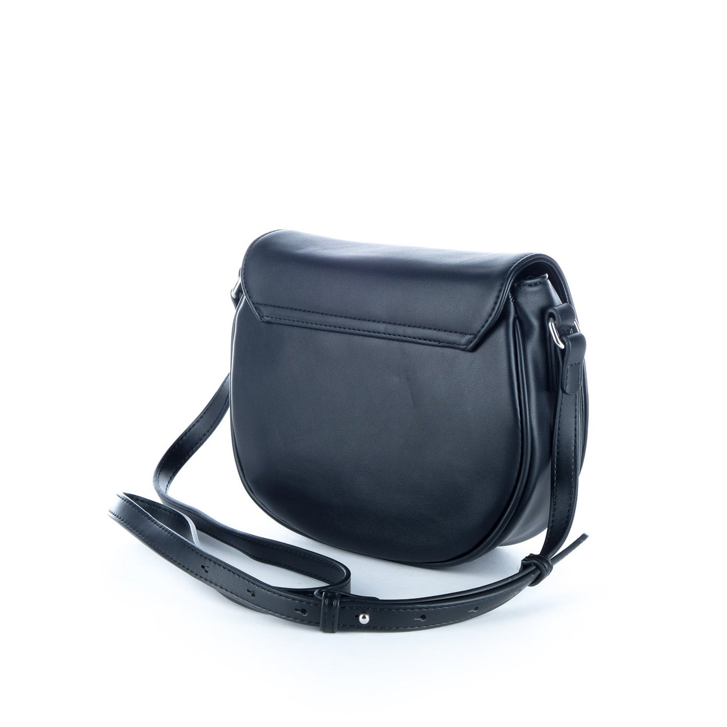 Bolsa Tiracolo Replay Preta com Aba Curva e Logótipo Metálico