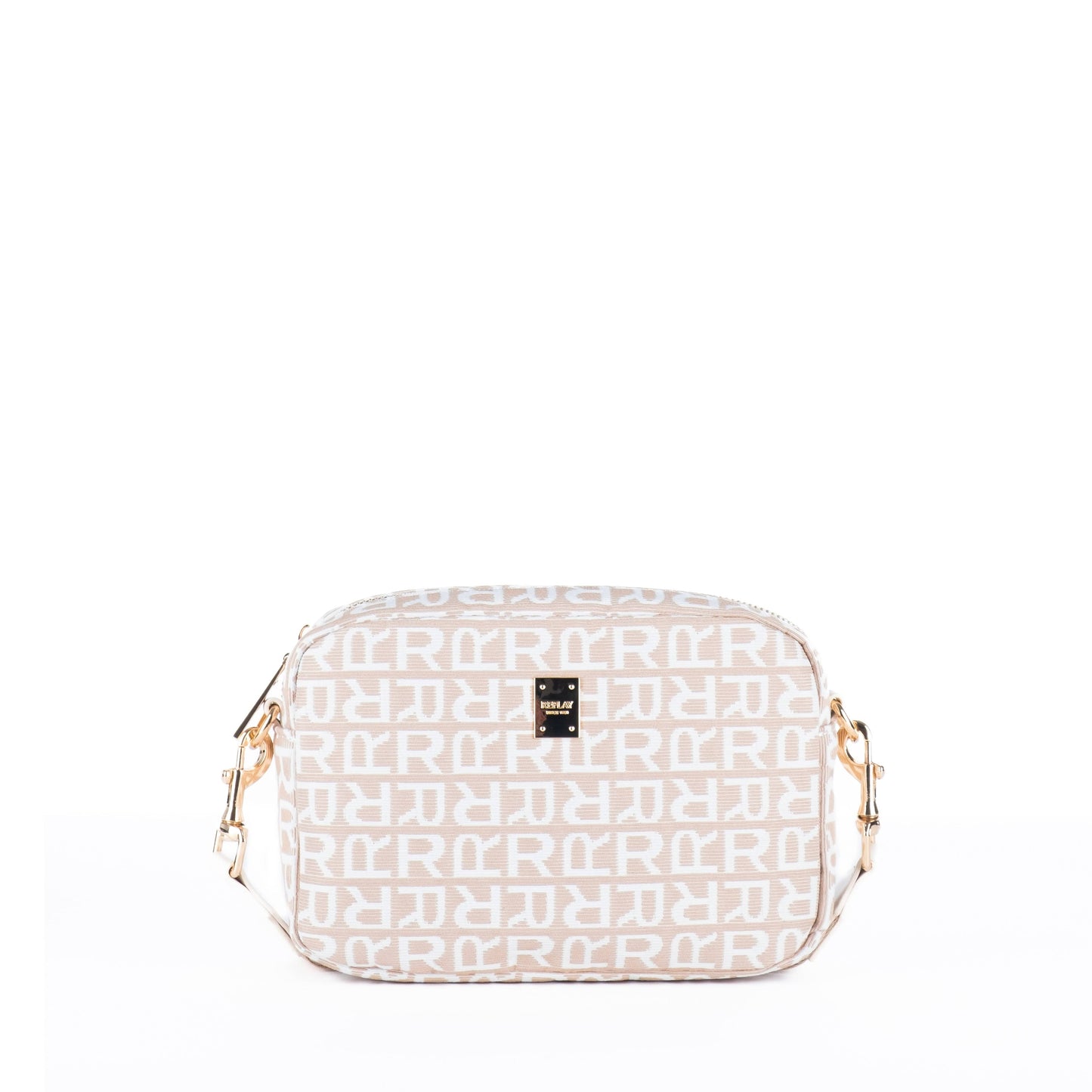 Bolsa Tiracolo Feminina Replay Bege Monograma com Alça Ajustável