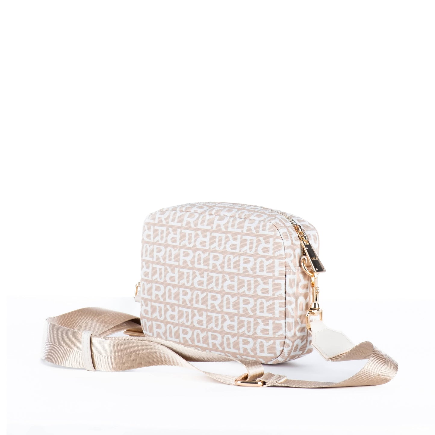 Bolsa Tiracolo Feminina Replay Bege Monograma com Alça Ajustável