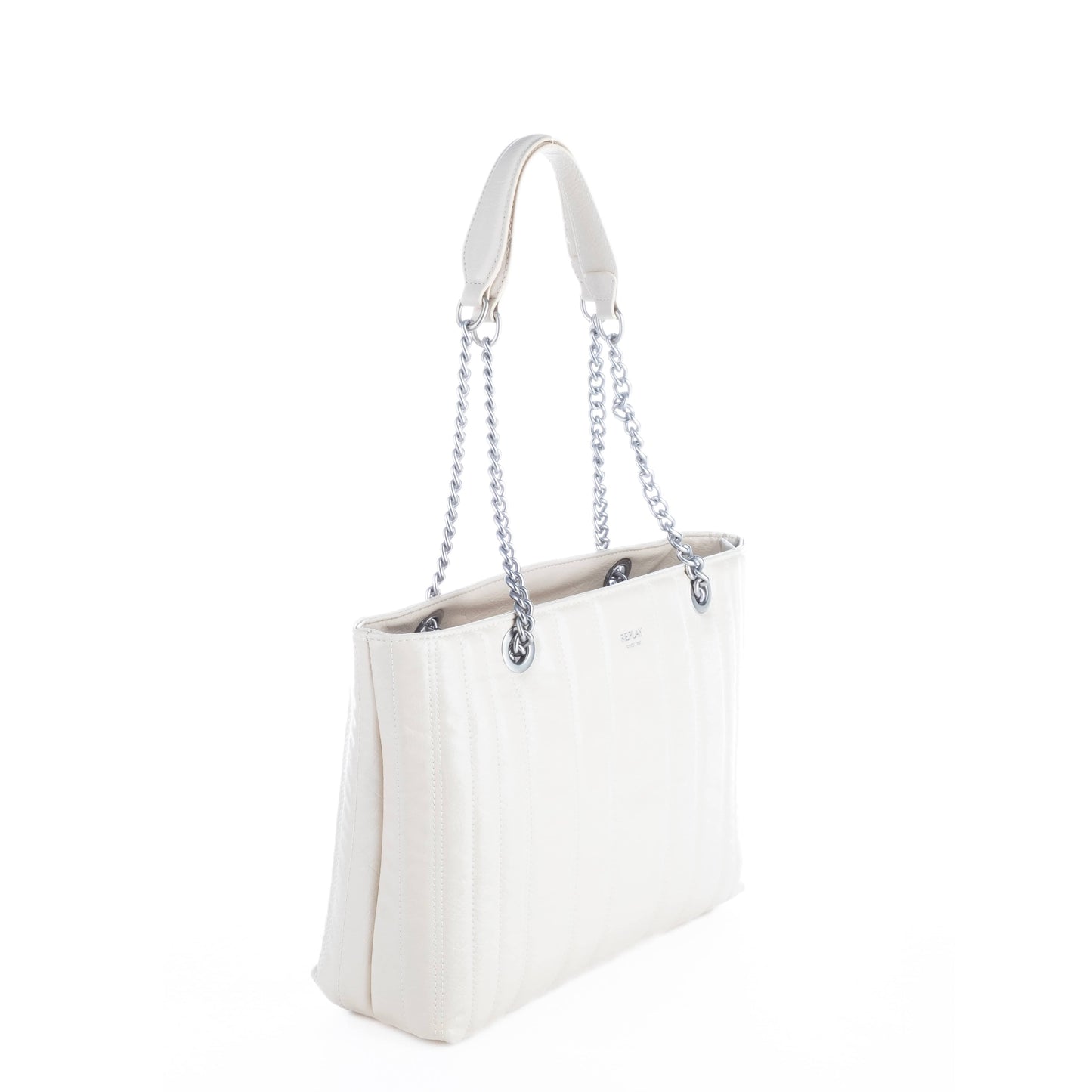 Bolsa Tote Feminina Replay Branca com Alças em Corrente