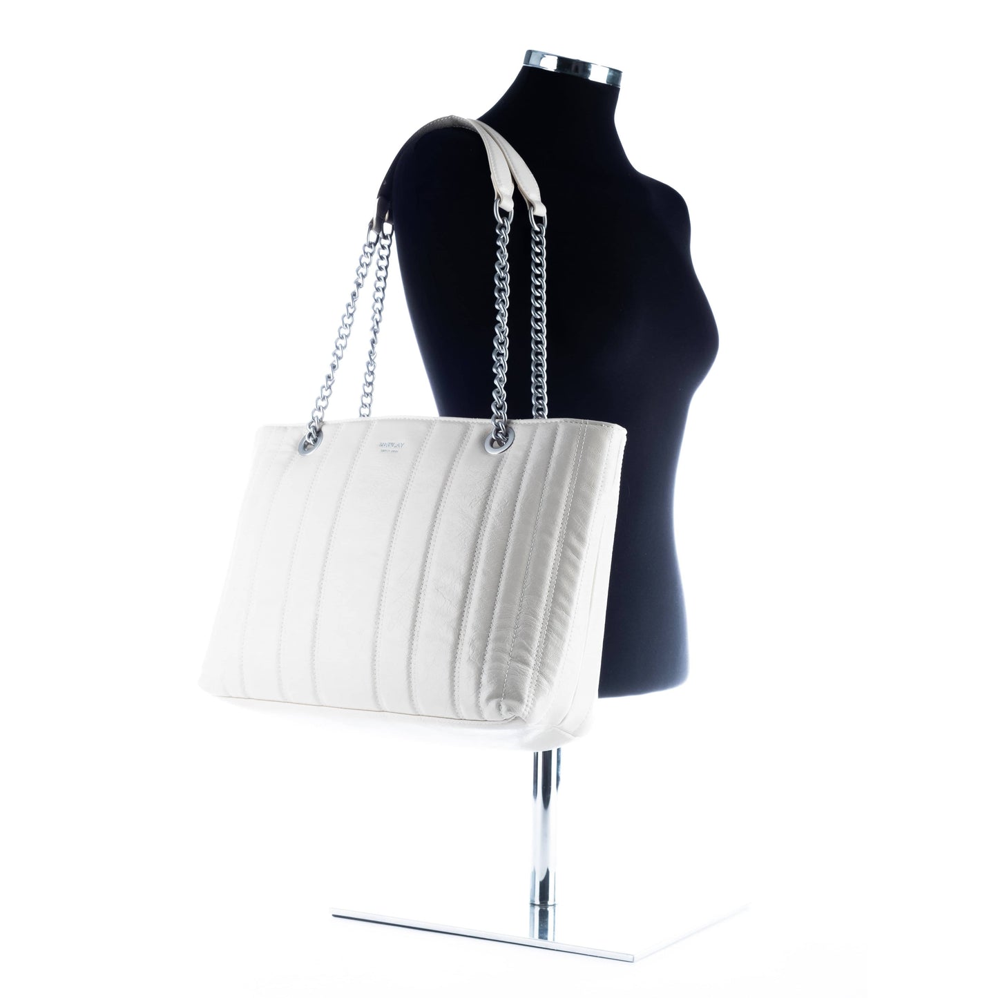 Bolsa Tote Feminina Replay Branca com Alças em Corrente
