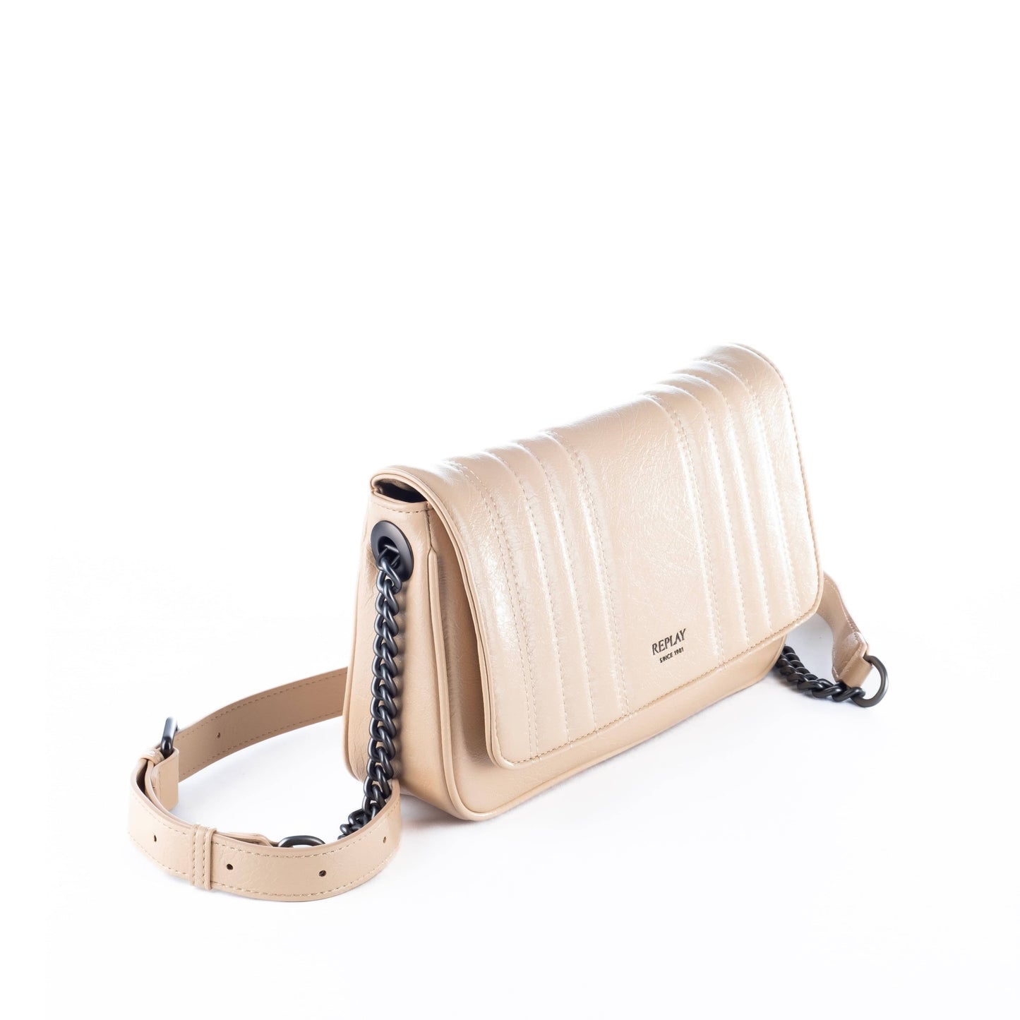 Bolsa Tiracolo Feminina Replay Bege com Detalhes Modernos