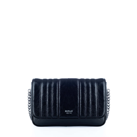 Bolsa Tiracolo Feminina Replay Preta com Corrente