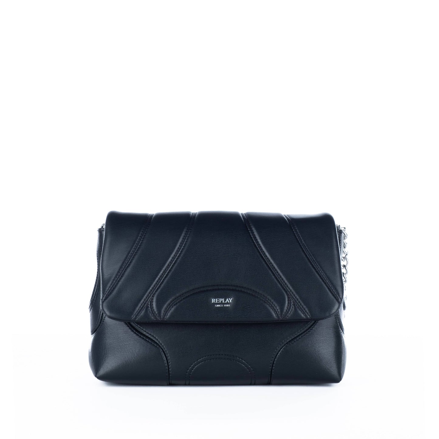 Bolsa Tiracolo Feminina Replay Preta com Detalhes Elegantes