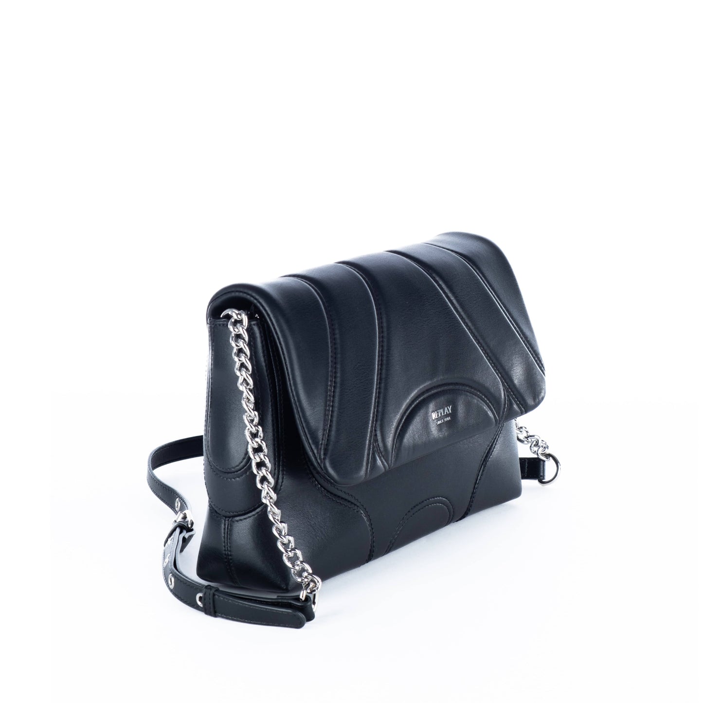 Bolsa Tiracolo Feminina Replay Preta com Detalhes Elegantes