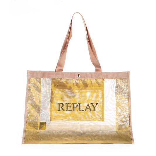 Bolsa Tote Feminina Replay Transparente com Detalhes Bege