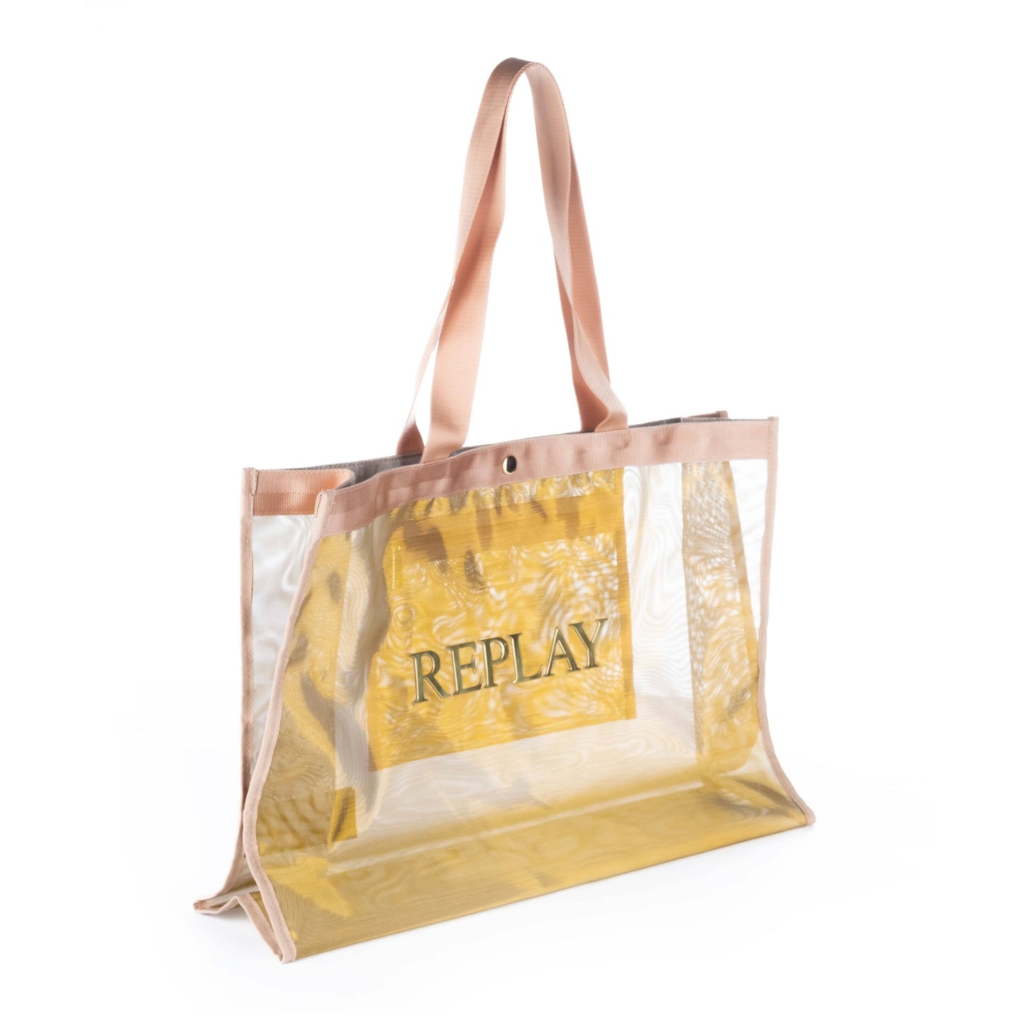 Bolsa Tote Feminina Replay Transparente com Detalhes Bege