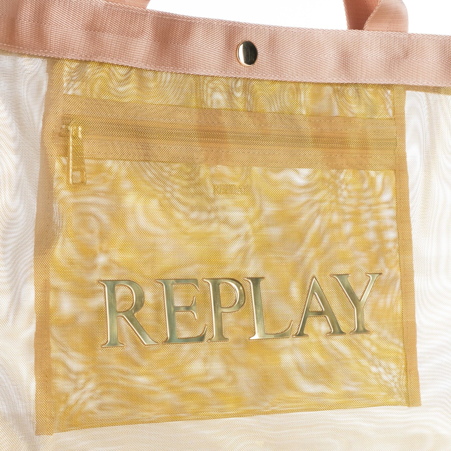 Bolsa Tote Feminina Replay Transparente com Detalhes Bege