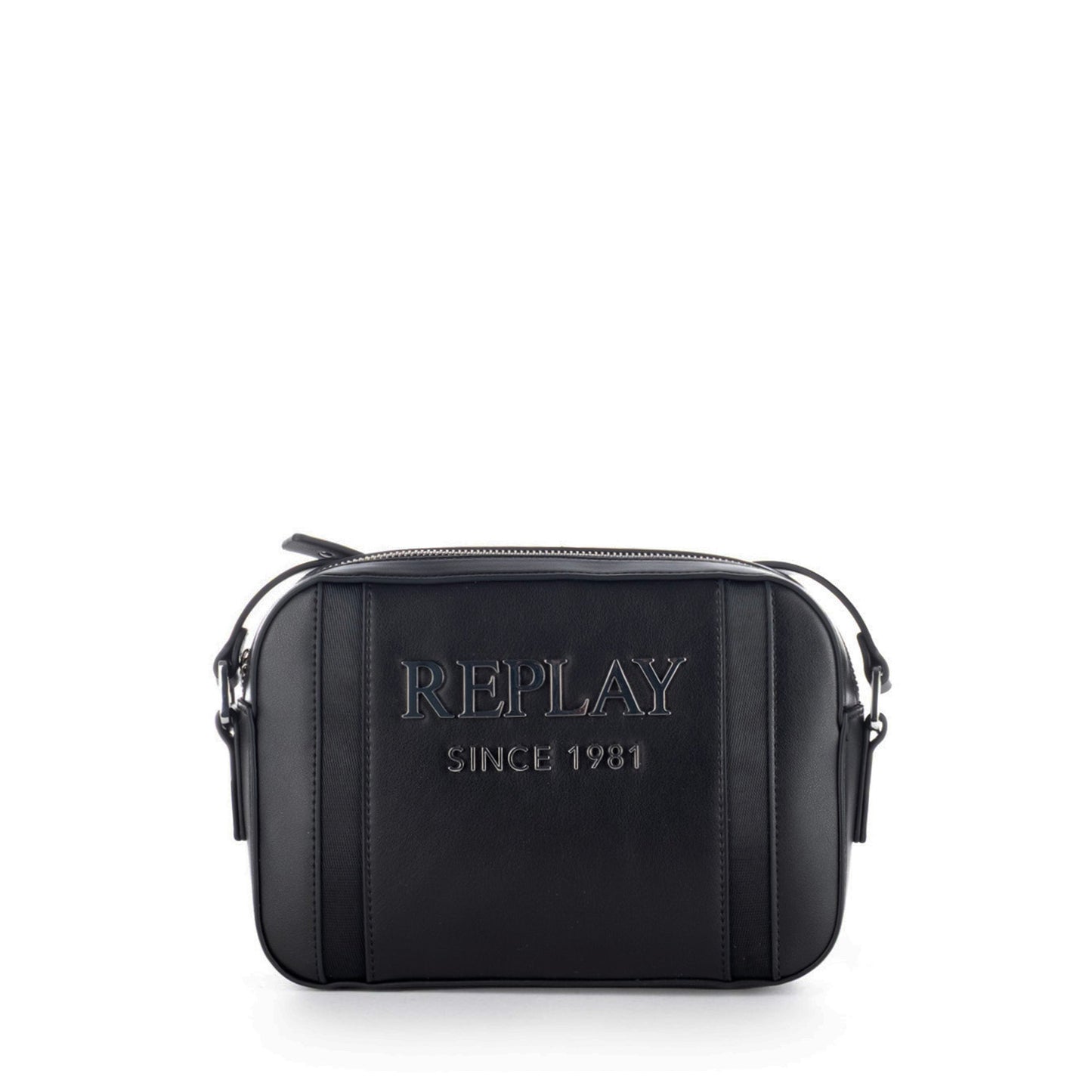 Bolsa Tiracolo Replay Preta com Logótipo Frontal em Relevo