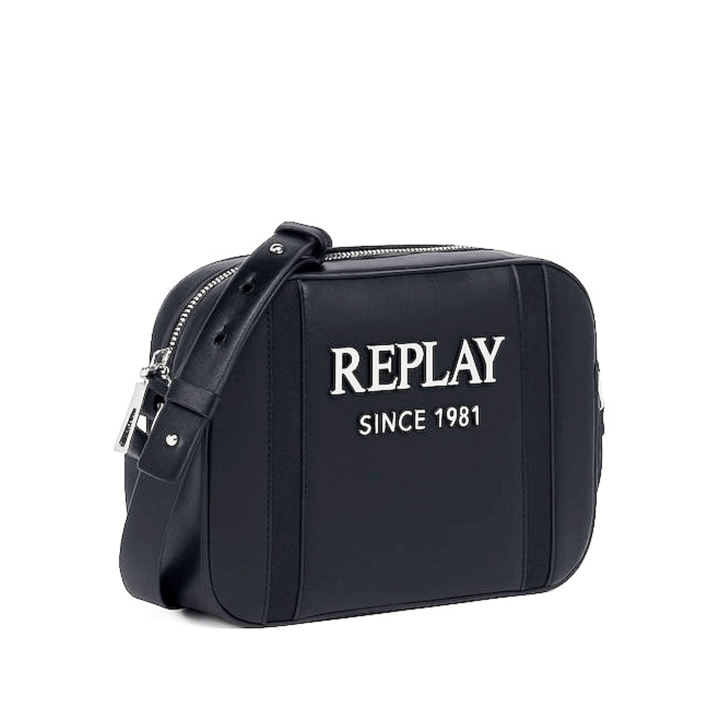 Bolsa Tiracolo Replay Preta com Logótipo Frontal em Relevo