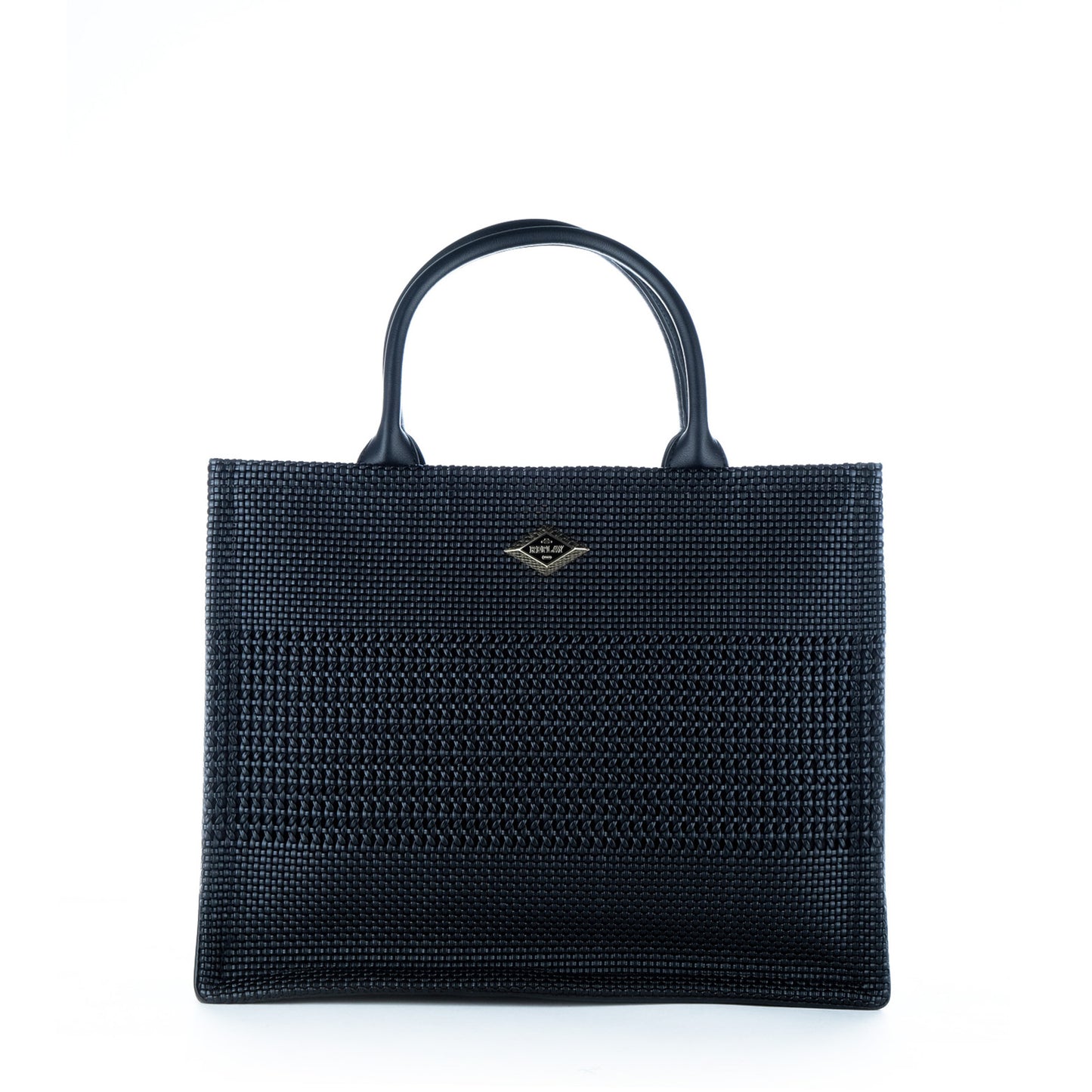 Bolsa Tote Replay Preta com Textura Entrançada e Alça Ajustável