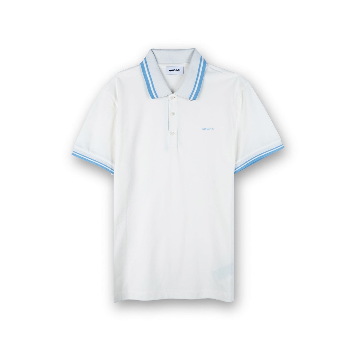 Polo Homem Gas Branco com Detalhe Azul