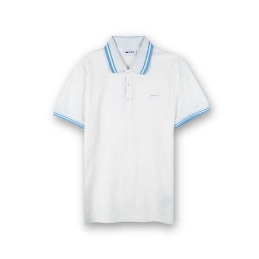 Polo Homem Gas Branco com Detalhe Azul