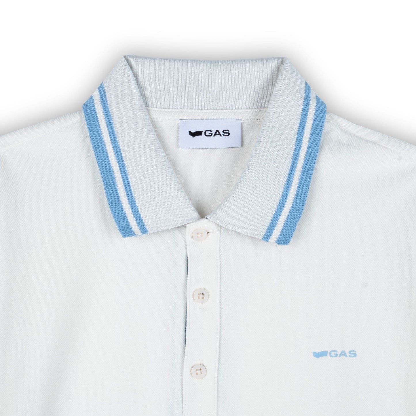 Polo Homem Gas Branco com Detalhe Azul