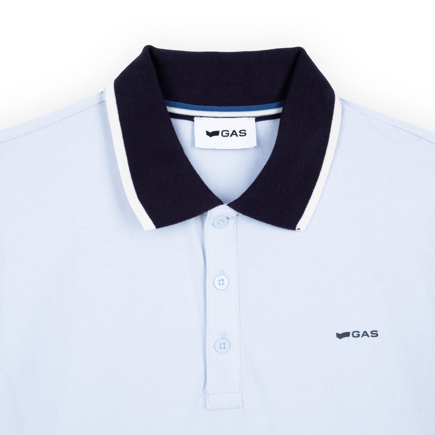 Polo Homem GAS Azul Claro com Gola Contrastante