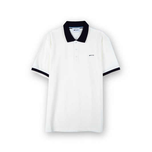 Polo Homem Gas Branco com Detalhe Preto