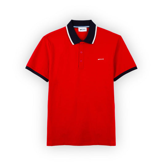 Polo Homem GAS Vermelho com Gola Contrastante