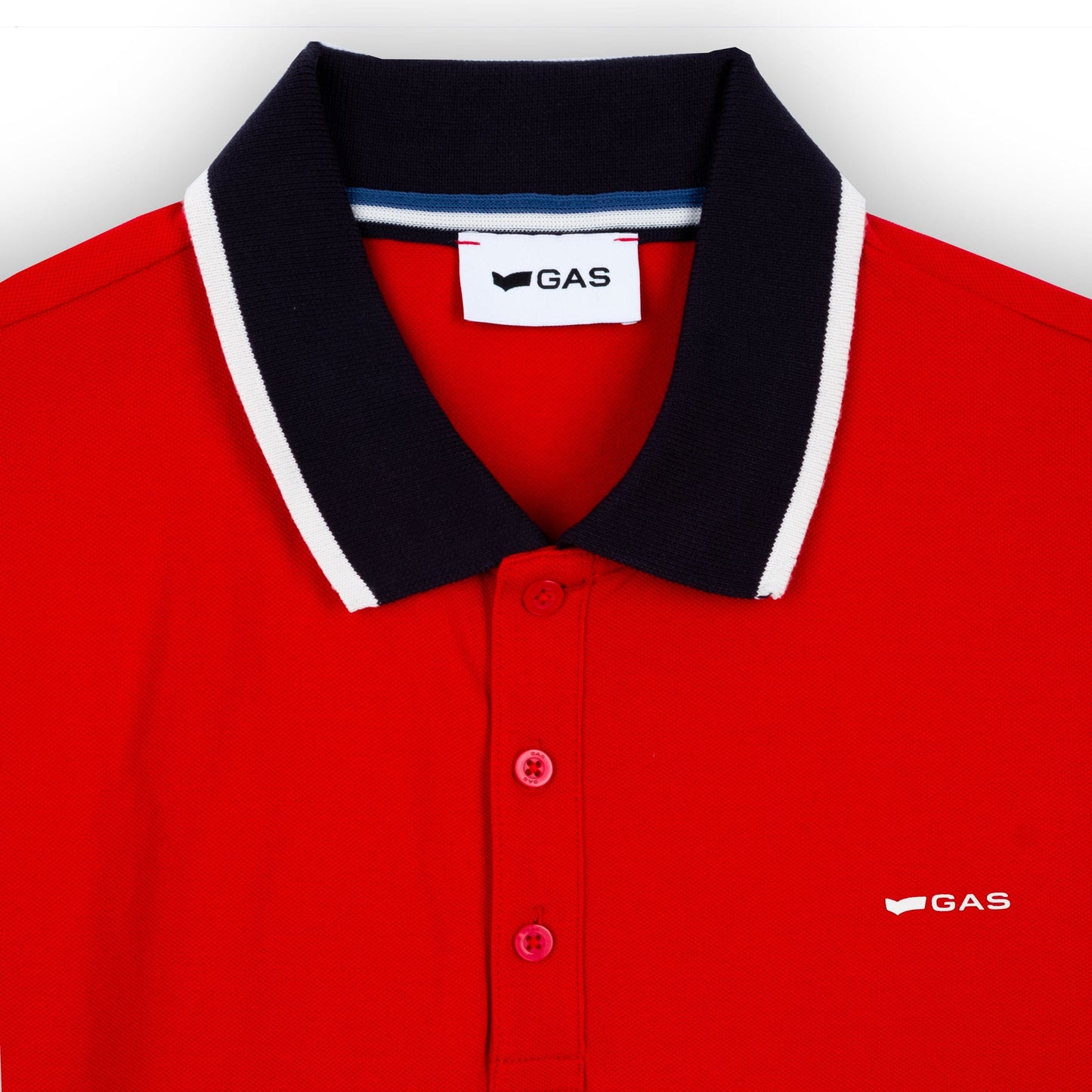 Polo Homem GAS Vermelho com Gola Contrastante