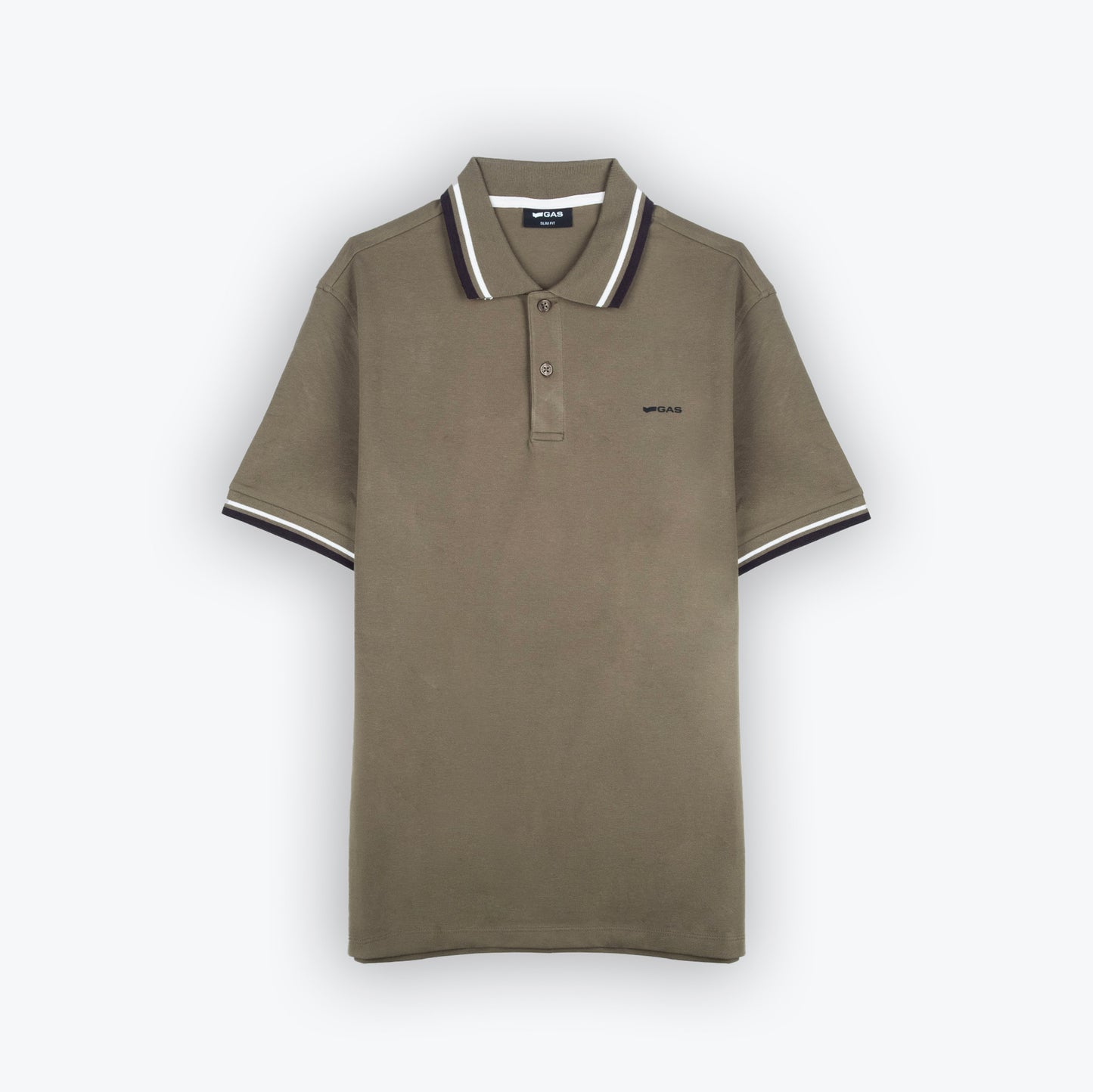 Polo Homem GAS Bege com Detalhes Contrastantes na Gola e Mangas