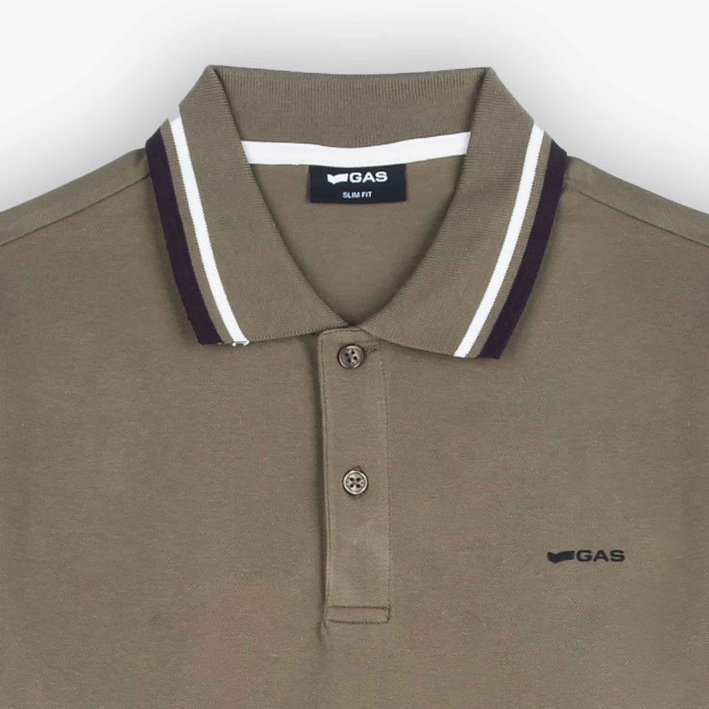 Polo Homem GAS Bege com Detalhes Contrastantes na Gola e Mangas