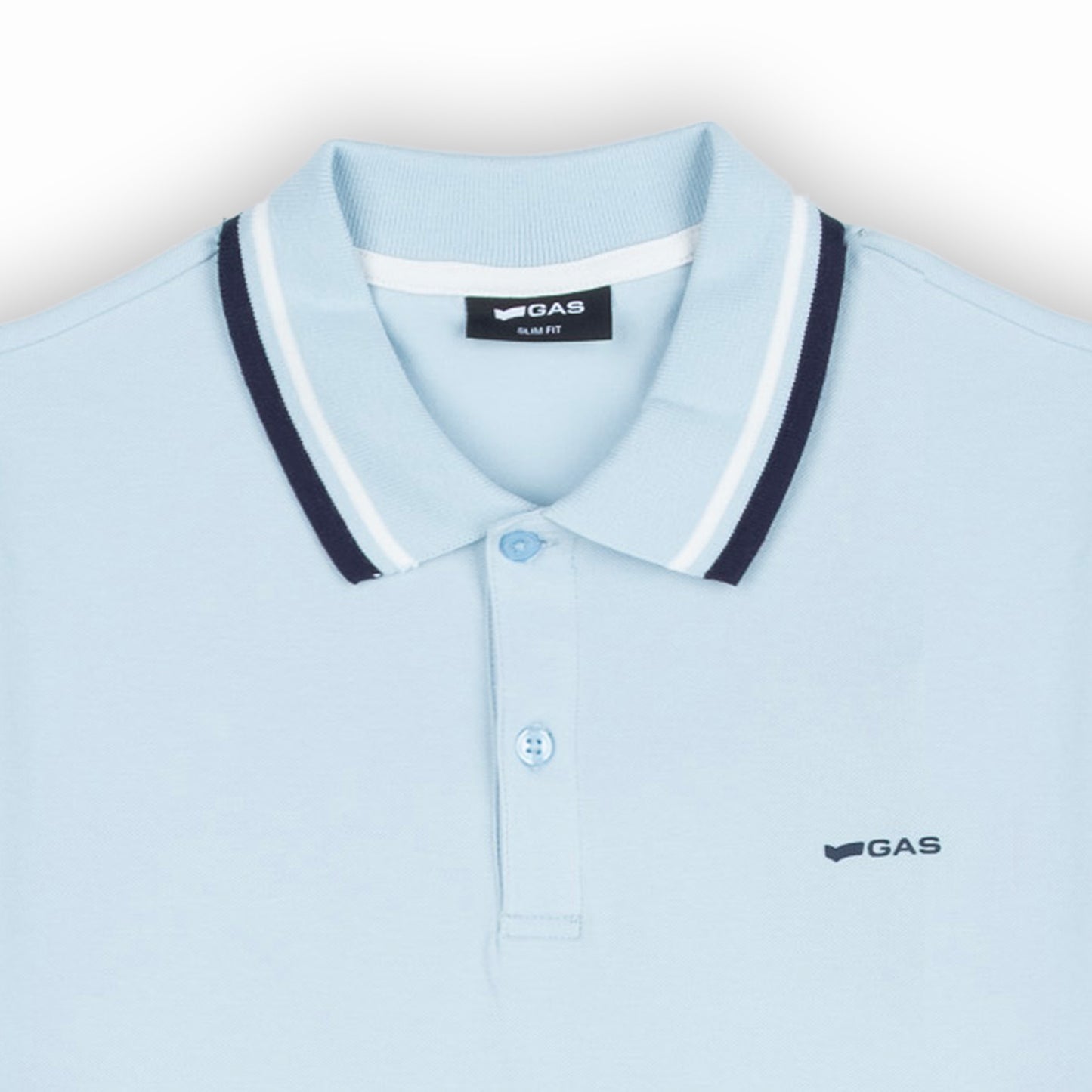 Polo Homem GAS Azul Claro com Detalhes Contrastantes na Gola e Mangas