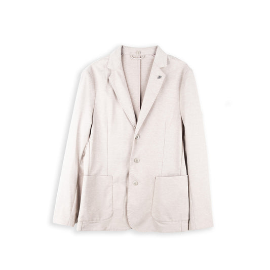 Blazer Homem Yes Zee Bege Claro com Capuz Removível e Botões Frontais