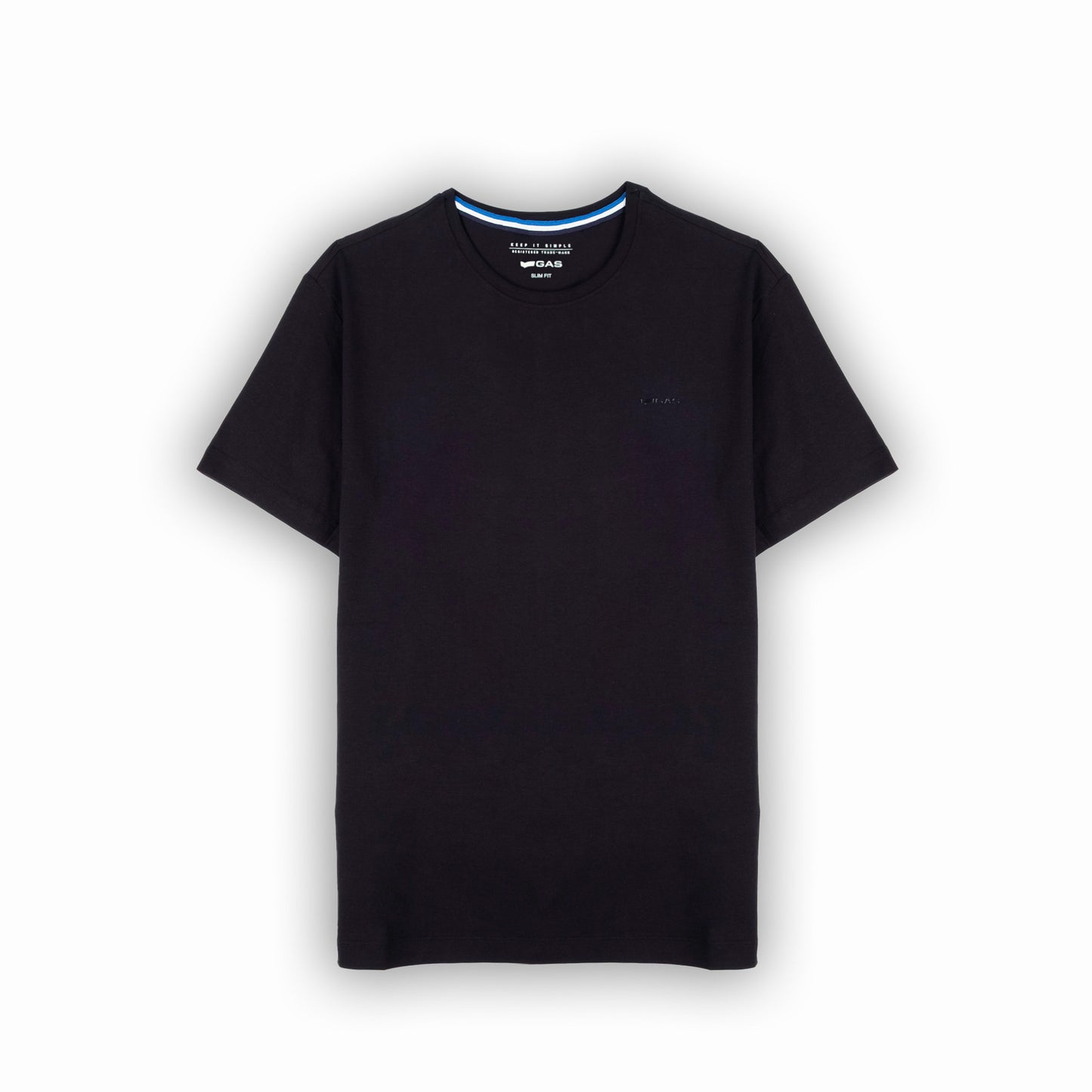 T-shirt Homem GAS Preto Minimalista em Algodão com Gola Redonda
