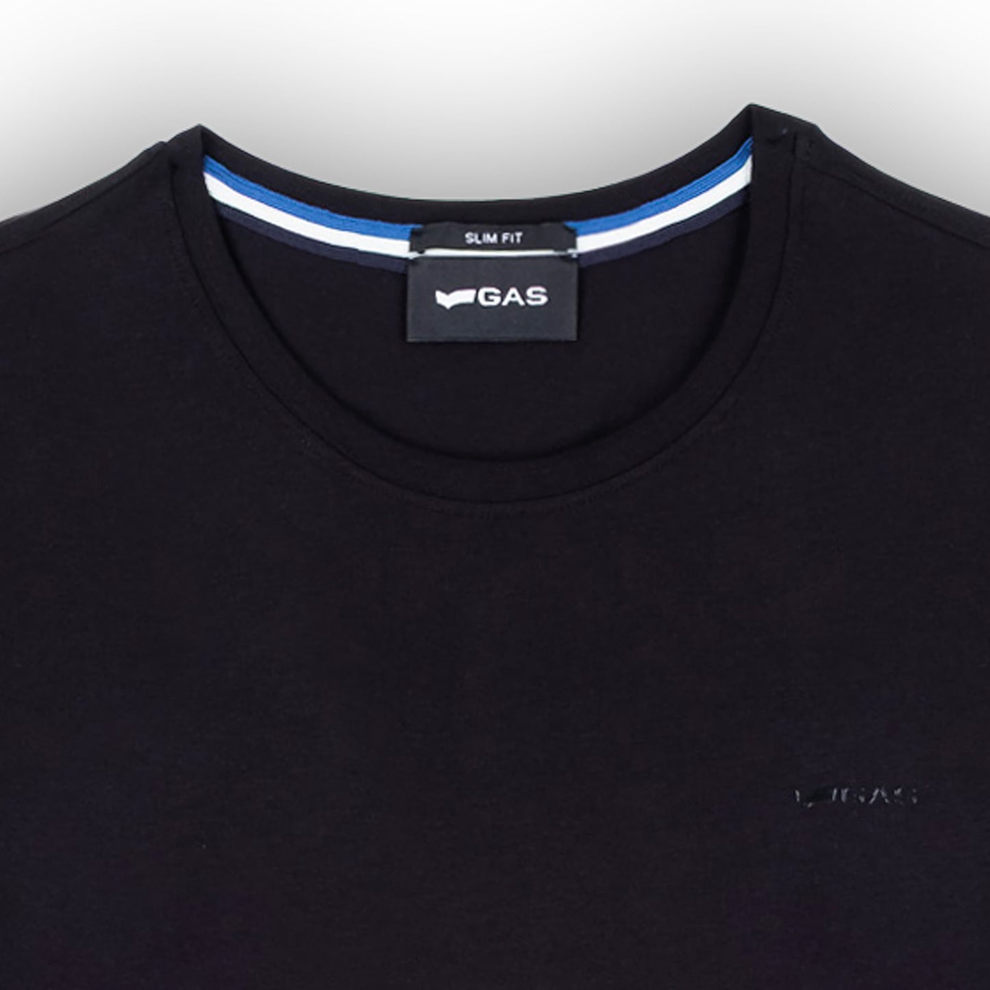 T-shirt Homem GAS Preto Minimalista em Algodão com Gola Redonda