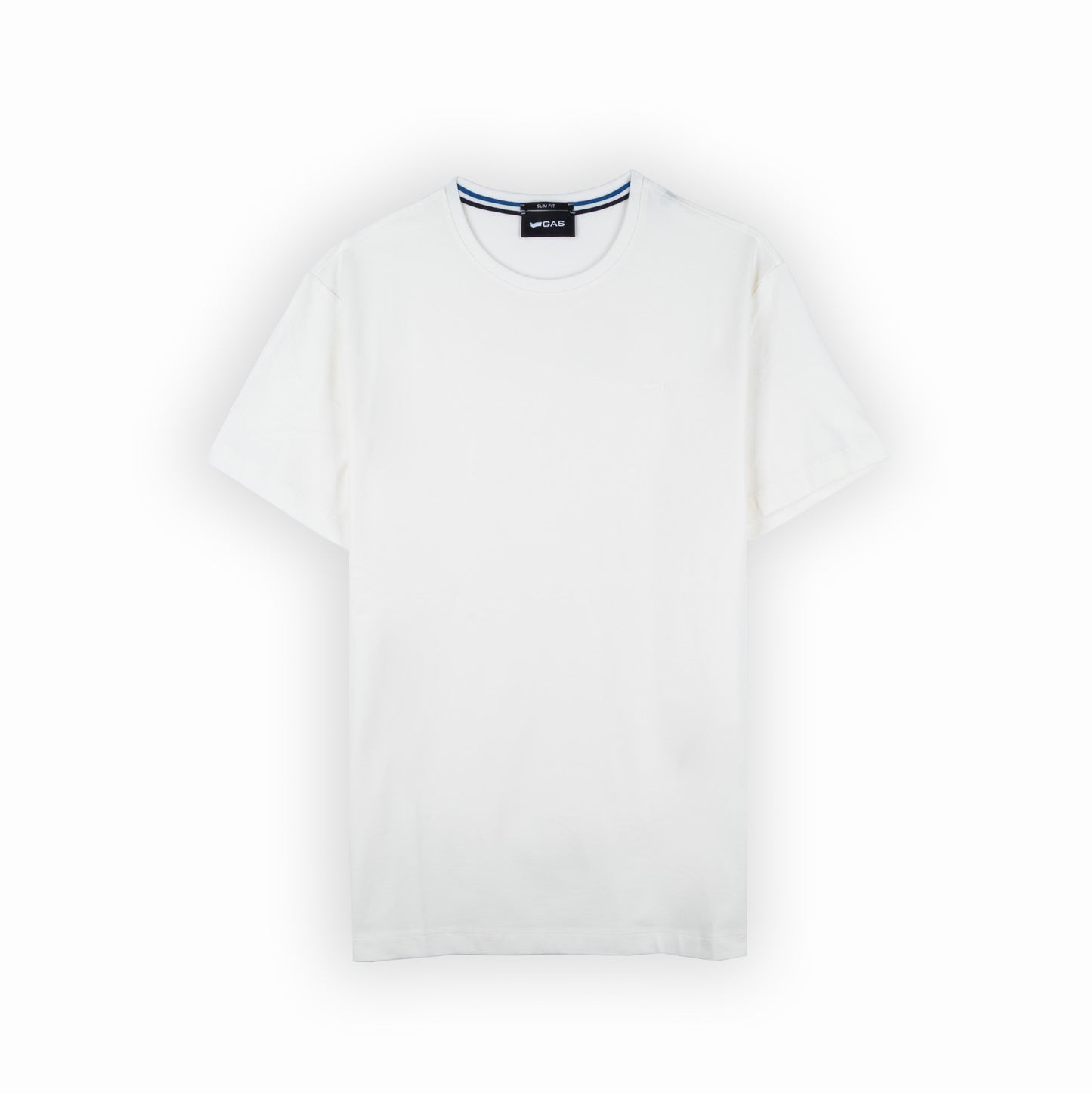 T-shirt Homem GAS Branco Minimalista em Algodão com Gola Redonda