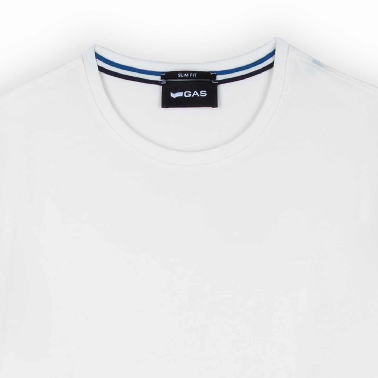 T-shirt Homem GAS Branco Minimalista em Algodão com Gola Redonda