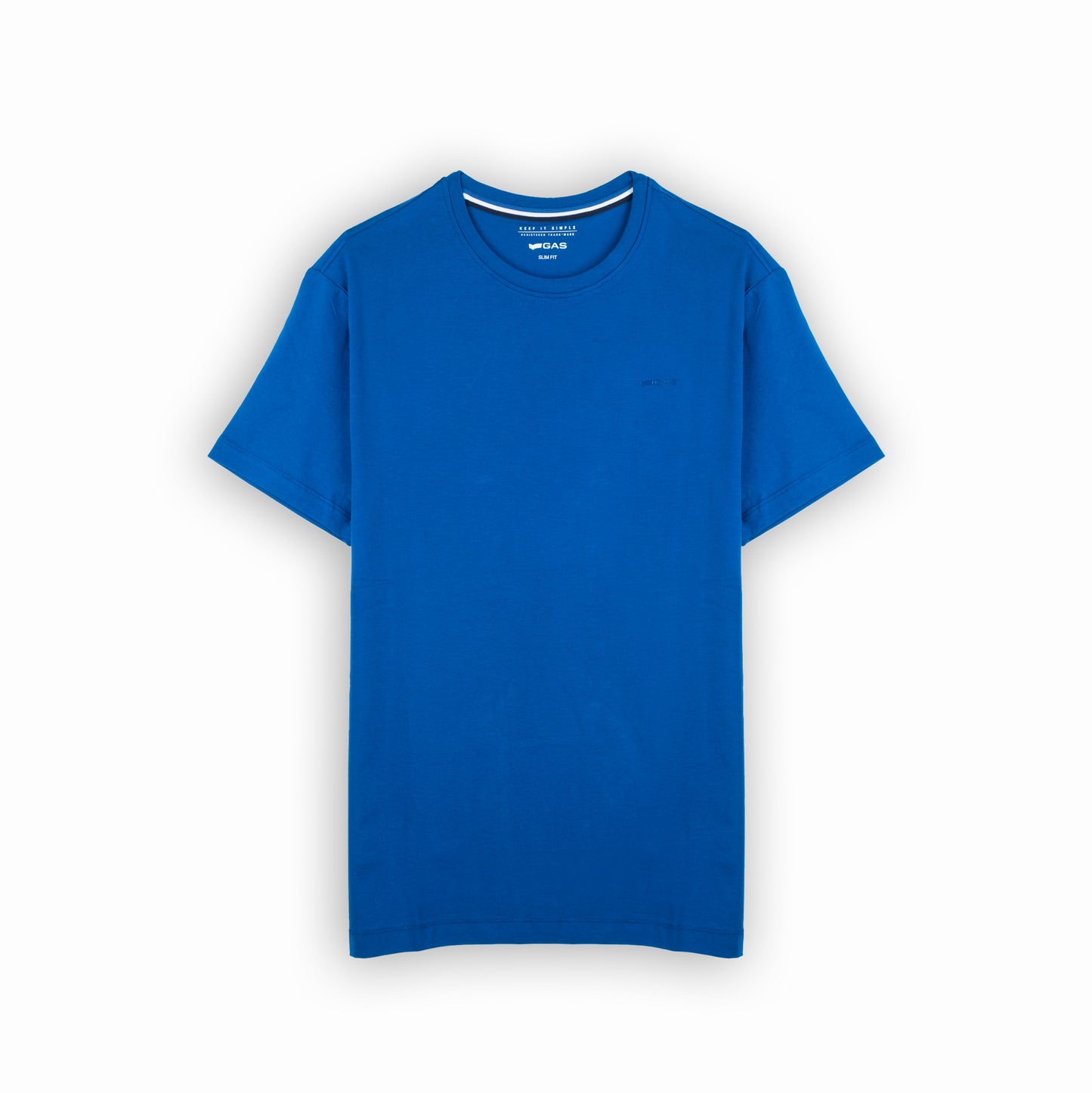 T-shirt Homem GAS Azul em Algodão com Gola Redonda Minimalista