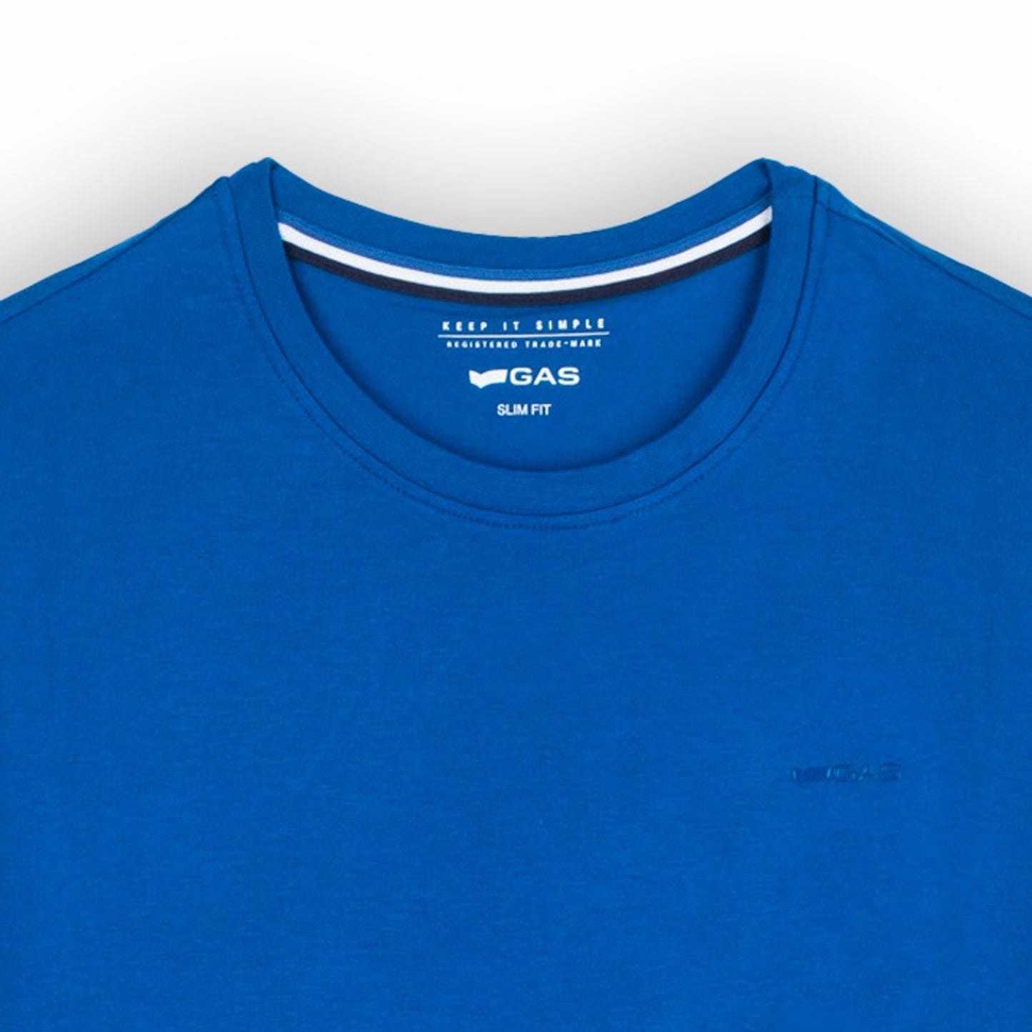 T-shirt Homem GAS Azul em Algodão com Gola Redonda Minimalista