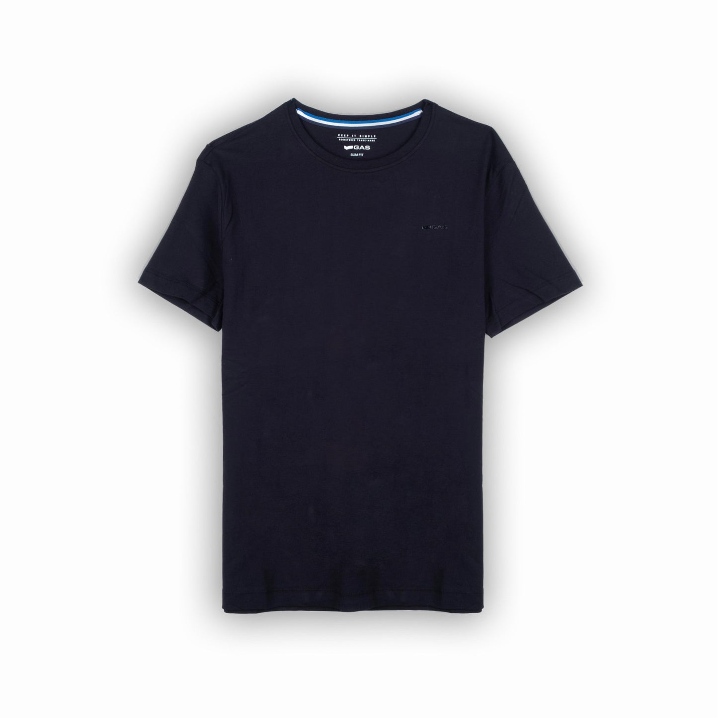 T-shirt Homem GAS Azul Escuro Minimalista em Algodão com Gola Redonda