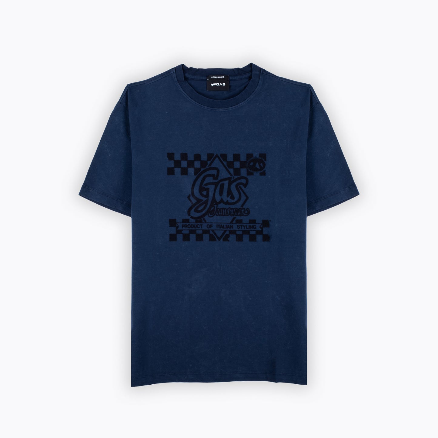 T-Shirt Homem Azul Gas com Estampa Esportiva