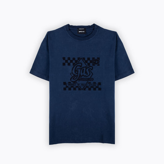 T-Shirt Homem Azul Gas com Estampa Esportiva